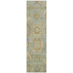 Machine Washable Indoor/Outdoor Chantille ACN2227 Green 2'3" x 7'6" Runner Rug