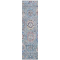 Machine Washable Indoor/Outdoor Chantille ACN2227 Blue 2'3" x 7'6" Runner Rug