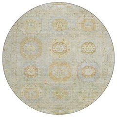 Machine Washable Indoor/Outdoor Chantille ACN2227 Green 8' x 8' Round Rug
