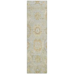 Machine Washable Indoor/Outdoor Chantille ACN2227 Green 2'3" x 7'6" Runner Rug