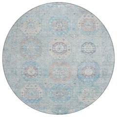 Machine Washable Indoor/Outdoor Chantille ACN2227 Blue 8' x 8' Round Rug