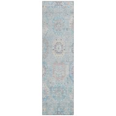 Machine Washable Indoor/Outdoor Chantille ACN2227 Blue 2'3" x 7'6" Runner Rug