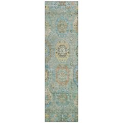 Machine Washable Indoor/Outdoor Chantille ACN2227 Teal 2'3" x 7'6" Runner Rug