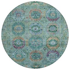 Machine Washable Indoor/Outdoor Chantille ACN2228 Teal 8' x 8' Round Rug