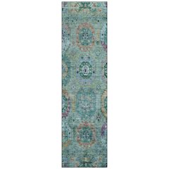 Machine Washable Indoor/Outdoor Chantille ACN2228 Teal 2'3" x 7'6" Runner Rug