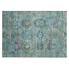 Machine Washable Indoor/Outdoor Chantille ACN2228 Teal 1'8" x 2'6" Rug