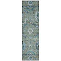 Machine Washable Indoor/Outdoor Chantille ACN2229 Green 2'3" x 7'6" Runner Rug