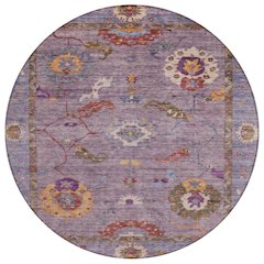 Machine Washable Indoor/Outdoor Chantille ACN2229 Purple 8' x 8' Round Rug
