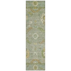 Machine Washable Indoor/Outdoor Chantille ACN2229 Green 2'3" x 7'6" Runner Rug