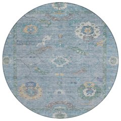 Machine Washable Indoor/Outdoor Chantille ACN2229 Blue 8' x 8' Round Rug