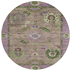 Machine Washable Indoor/Outdoor Chantille ACN2230 Brown 8' x 8' Round Rug
