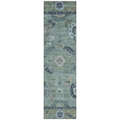 Machine Washable Indoor/Outdoor Chantille ACN2230 Green 2'3" x 7'6" Runner Rug