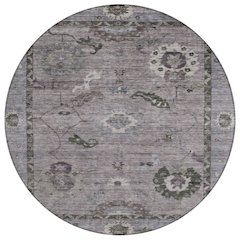 Machine Washable Indoor/Outdoor Chantille ACN2230 Gray 8' x 8' Round Rug