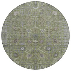 Machine Washable Indoor/Outdoor Chantille ACN2231 Green 8' x 8' Round Rug