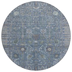 Machine Washable Indoor/Outdoor Chantille ACN2231 Blue 8' x 8' Round Rug