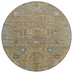 Machine Washable Indoor/Outdoor Chantille ACN2231 Gold 8' x 8' Round Rug