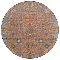 Machine Washable Indoor/Outdoor Chantille ACN2231 Orange 8' x 8' Round Rug