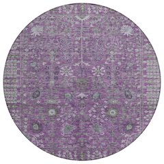 Machine Washable Indoor/Outdoor Chantille ACN2231 Purple 8' x 8' Round Rug