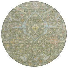 Machine Washable Indoor/Outdoor Chantille ACN2232 Green 8' x 8' Round Rug