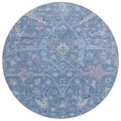 Machine Washable Indoor/Outdoor Chantille ACN2232 Blue 8' x 8' Round Rug