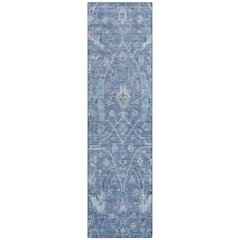Machine Washable Indoor/Outdoor Chantille ACN2232 Blue 2'3" x 7'6" Runner Rug