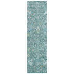 Machine Washable Indoor/Outdoor Chantille ACN2232 Teal 2'3" x 7'6" Runner Rug