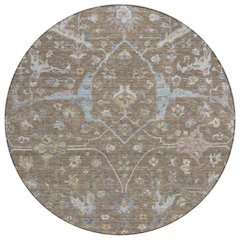 Machine Washable Indoor/Outdoor Chantille ACN2233 Brown 8' x 8' Round Rug