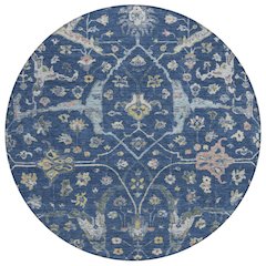 Machine Washable Indoor/Outdoor Chantille ACN2233 Blue 8' x 8' Round Rug