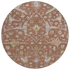 Machine Washable Indoor/Outdoor Chantille ACN2233 Orange 8' x 8' Round Rug