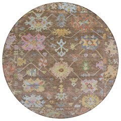 Machine Washable Indoor/Outdoor Chantille ACN2234 Brown 8' x 8' Round Rug