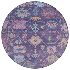 Machine Washable Indoor/Outdoor Chantille ACN2234 Purple 8' x 8' Round Rug