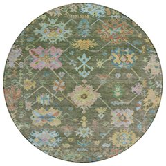 Machine Washable Indoor/Outdoor Chantille ACN2234 Green 8' x 8' Round Rug