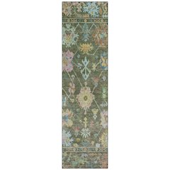 Machine Washable Indoor/Outdoor Chantille ACN2234 Green 2'3" x 7'6" Runner Rug