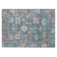 Machine Washable Indoor/Outdoor Chantille ACN2234 Teal 1'8" x 2'6" Rug