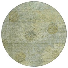 Machine Washable Indoor/Outdoor Chantille ACN2235 Green 8' x 8' Round Rug
