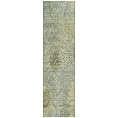 Machine Washable Indoor/Outdoor Chantille ACN2235 Green 2'3" x 7'6" Runner Rug