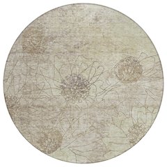 Machine Washable Indoor/Outdoor Chantille ACN2235 Brown 8' x 8' Round Rug