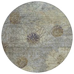 Machine Washable Indoor/Outdoor Chantille ACN2235 Gray 8' x 8' Round Rug
