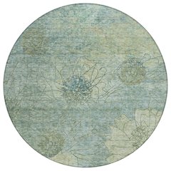 Machine Washable Indoor/Outdoor Chantille ACN2235 Blue 8' x 8' Round Rug