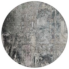Machine Washable Indoor/Outdoor Chantille ACN2236 Gray 8' x 8' Round Rug