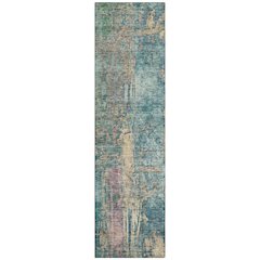 Machine Washable Indoor/Outdoor Chantille ACN2236 Teal 2'3" x 7'6" Runner Rug