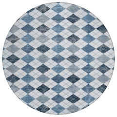 Machine Washable Indoor/Outdoor Chantille ACN2237 Blue 8' x 8' Round Rug