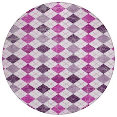 Machine Washable Indoor/Outdoor Chantille ACN2237 Pink 8' x 8' Round Rug