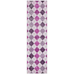 Machine Washable Indoor/Outdoor Chantille ACN2237 Pink 2'3" x 7'6" Runner Rug