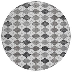 Machine Washable Indoor/Outdoor Chantille ACN2237 Gray 8' x 8' Round Rug