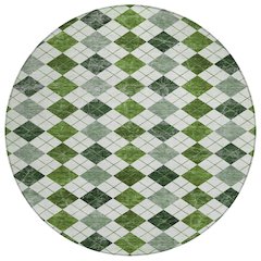 Machine Washable Indoor/Outdoor Chantille ACN2237 Green 8' x 8' Round Rug