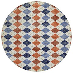 Machine Washable Indoor/Outdoor Chantille ACN2237 Orange 8' x 8' Round Rug