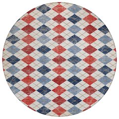 Machine Washable Indoor/Outdoor Chantille ACN2237 Red 8' x 8' Round Rug