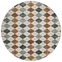 Machine Washable Indoor/Outdoor Chantille ACN2237 Orange 8' x 8' Round Rug