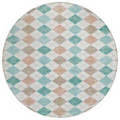 Machine Washable Indoor/Outdoor Chantille ACN2238 Teal 8' x 8' Round Rug